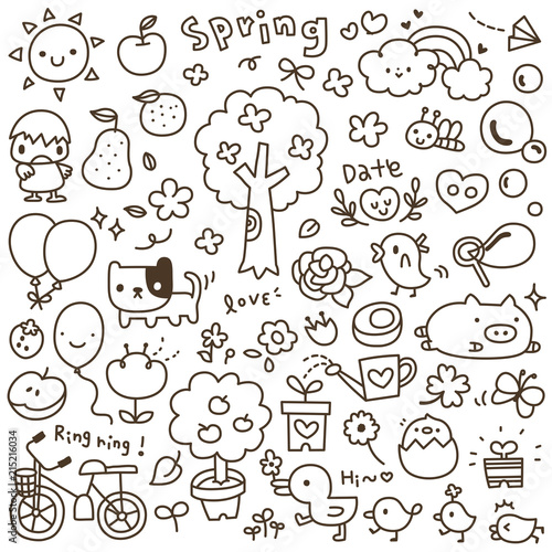 Set of Cute Spring Time Doodle	