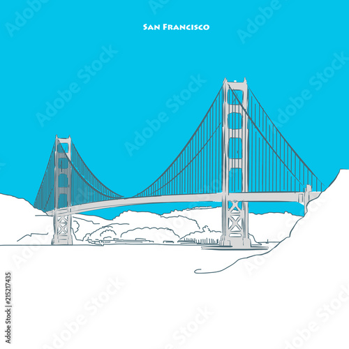 Two-toned landmark of Golden Gate Bridge