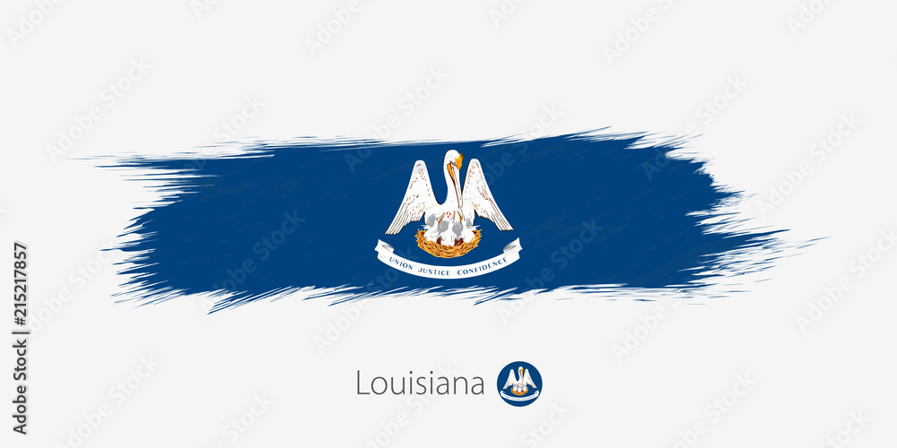 Flag of Louisiana US State, grunge abstract brush stroke on gray ...