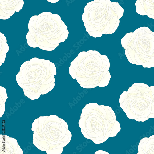 White Rose on Indigo Blue B...