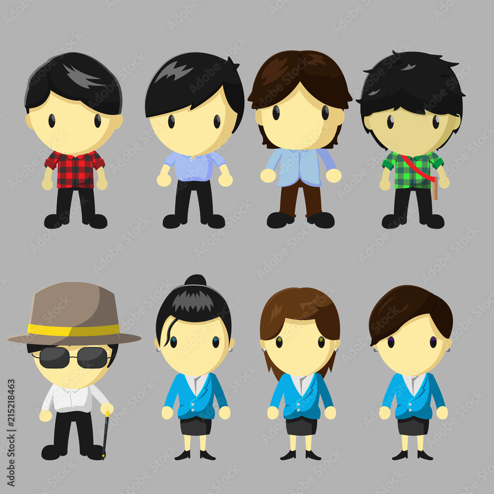 Character People Cartoon Cute Set Vector Character People Cartoon Cute Set Vector