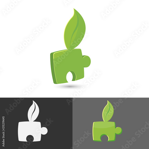 Leaf Green Jigsaw Icon Symbol Vector