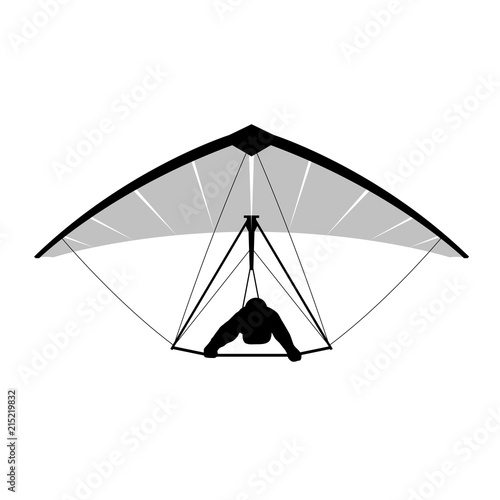 Silhouette of hang glider with sportsman