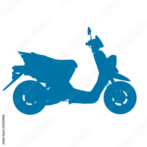 Silhouette of blue motor scooter - moped