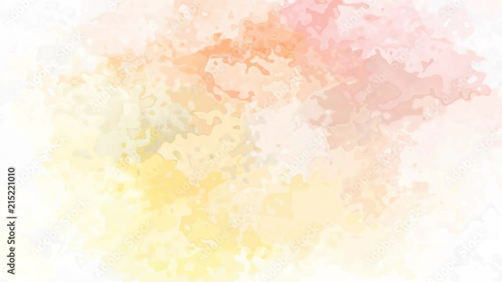 abstract animated stained background seamless loop video - watercolor effect - soft pastel pink yellow orange color