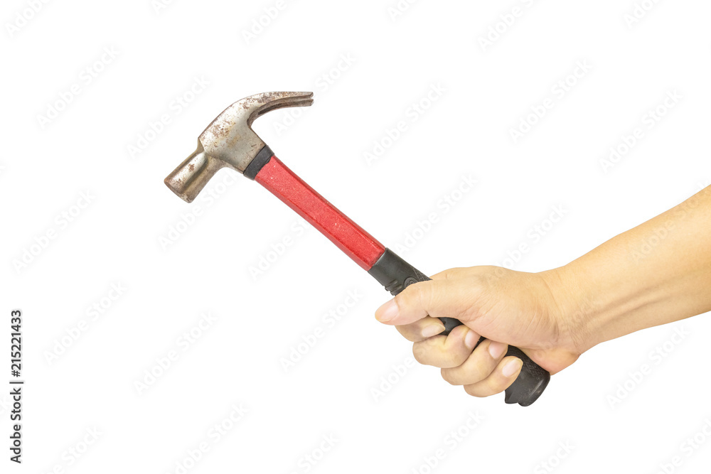 hand-man holdind hammer isolated on white background with clipping path hand-man holdind hammer isolated on white background with clipping path