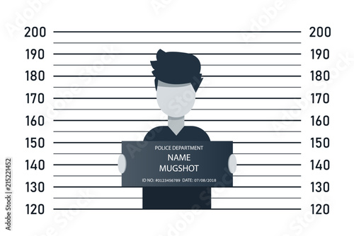 Police lineup, mugshot template with a table. Design silhouette of anonymous. Abstract concept graphic element. Creative vector illustration EPS10