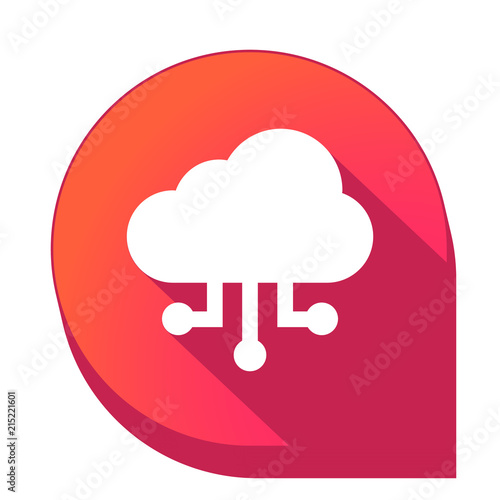 ikona z długim cieniem na tle strzałki pinezki