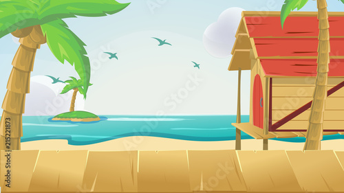 Wood Sea Sky Tropical Background Vector