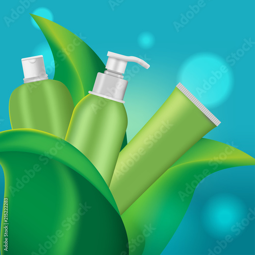 Green Leaf Cosmetic Product Background Vector