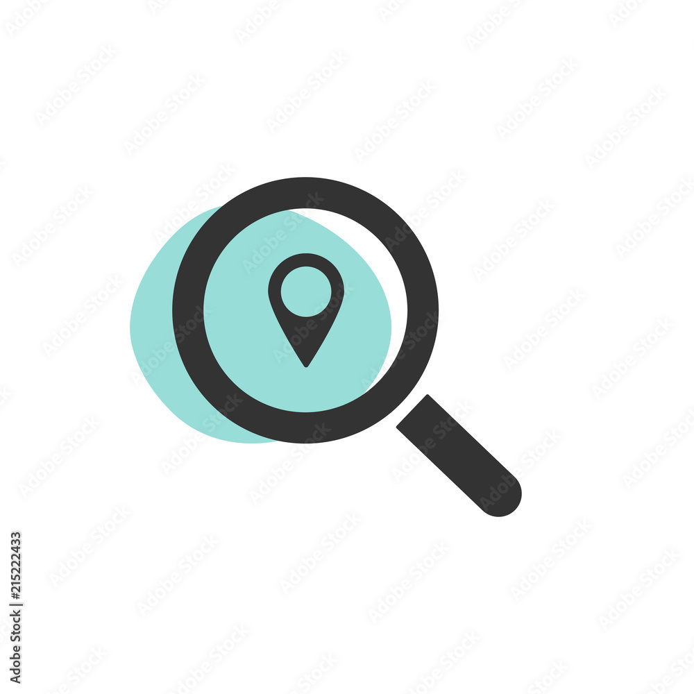 Magnifying glass looking for a location isolated web icon Magnifying glass looking for a location isolated web icon