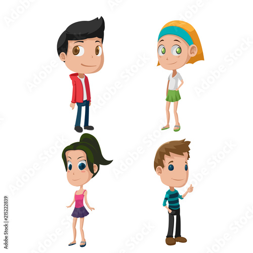 Kids Cute Cartoon Character Set Vector