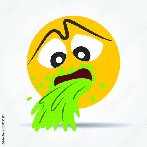 Vomiting emoticon in a flat design. Isoalted emoticon