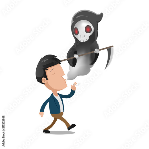 Man Smoke Devil Cartoon Dead Vector
