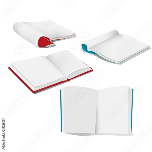 Book Open White Mockup Set Vector