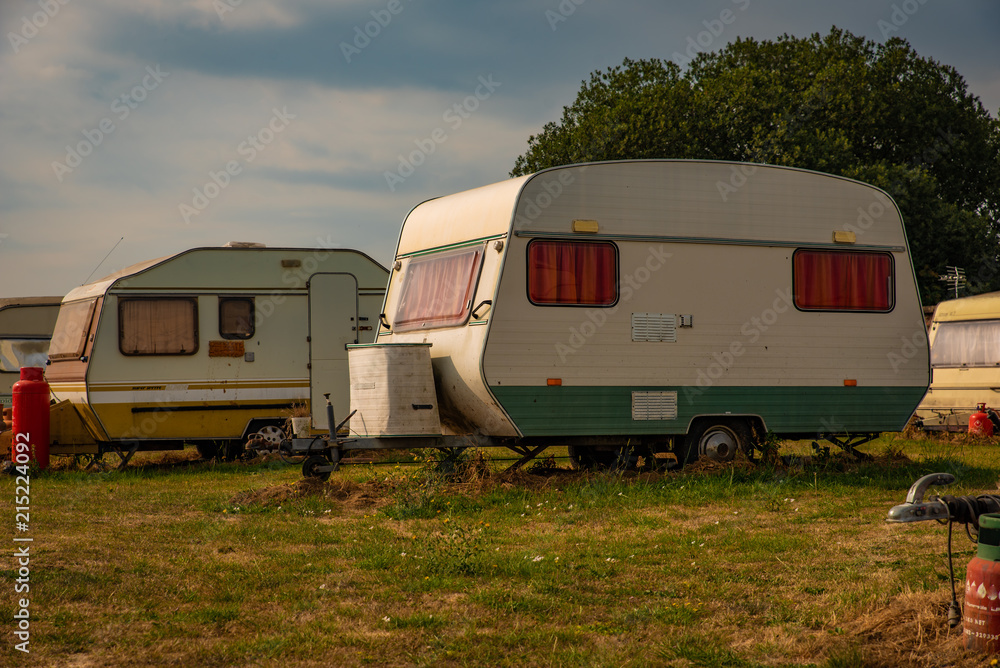 Retro Caravans in a field