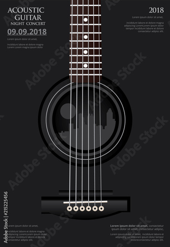 Guitar Concert Poster Background Template Vector Illustration