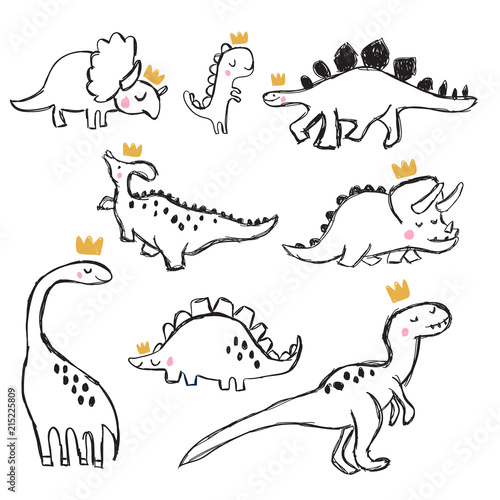 Hand drawing dinosaur illustration vector.