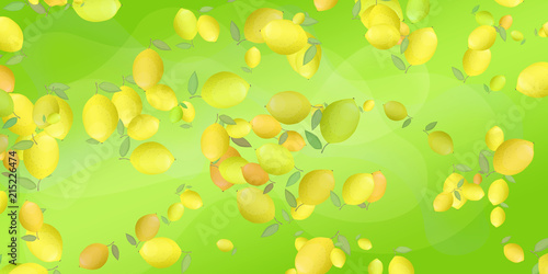 Abstract background with lemons. Waves of juice.