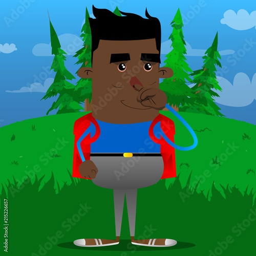 Schoolboy with symphaty. Vector cartoon character illustration.
