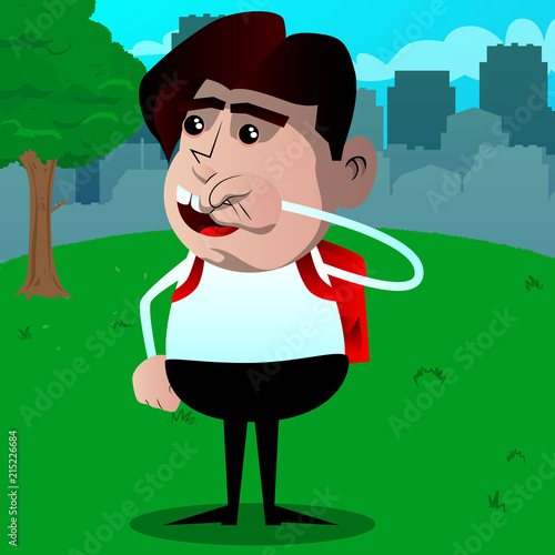 Schoolboy with symphaty. Vector cartoon character illustration.