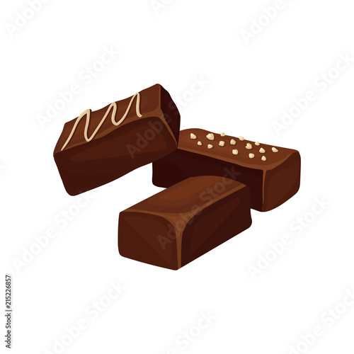 Chocolate candies, delicious dessert vector Illustration on a white background