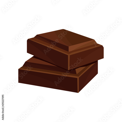 Two pieces of dark chocolate vector Illustration on a white background