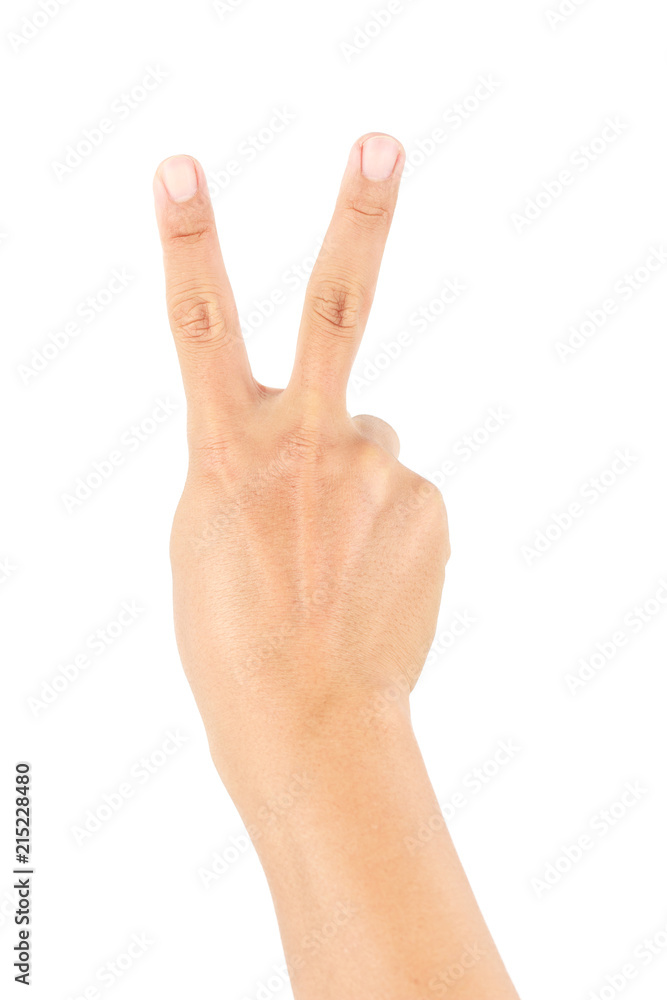 Hand showing victory sign isolated on white background Hand showing victory sign isolated on white background