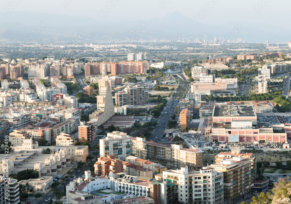City of Alicante, Spain. View of houses and buildings from the top.