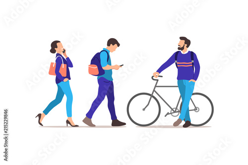 People walking on the street. Vector illustration.