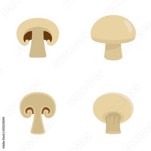 Champignon mushroom icons set. Flat illustration of 4 champignon mushroom vector icons isolated on white