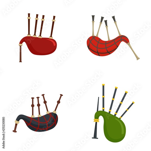 Bagpipes scotland scottish icons set. Flat illustration of 4 bagpipes scotland scottish vector icons isolated on white