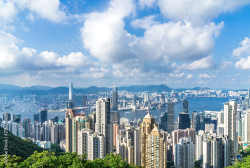 panoramic ctiy skyline in hong kong china