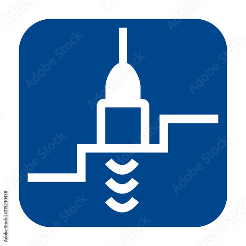 Vector monochrome flat design icon of thickness measurement.  Blue isolated symbol.