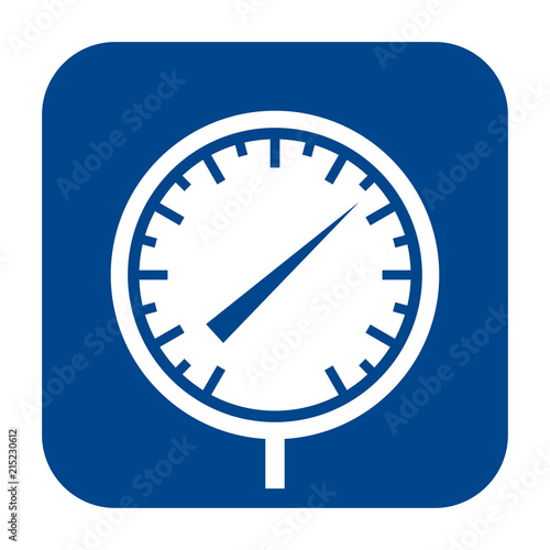 Vector monochrome flat design icon of manometer.  Blue isolated logo.