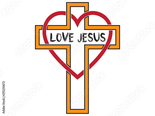 Heart and Christian Cross-Love Jesus. Vector