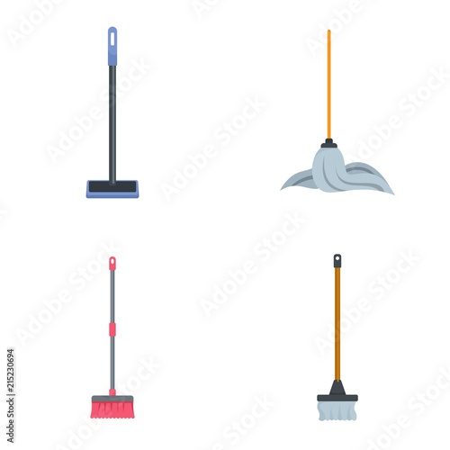 Mop cleaning swab icons set. Flat illustration of 4 mop cleaning swab vector icons isolated on white