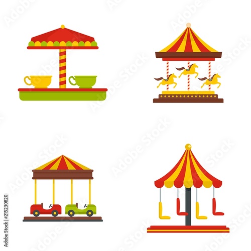 Carousel carnival horse icons set. Flat illustration of 4 carousel carnival horse vector icons isolated on white