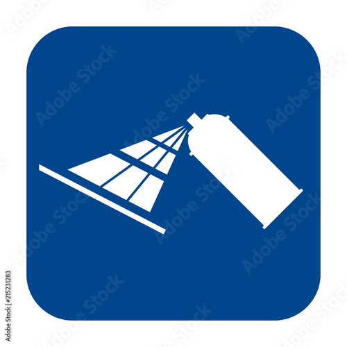 Vector monochrome flat design icon of spray paint.  Blue isolated logotype.