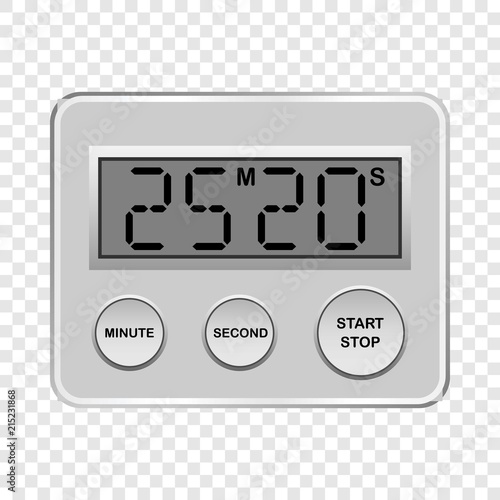 Digital timer mockup. Realistic illustration of digital timer vector mockup for on transparent background