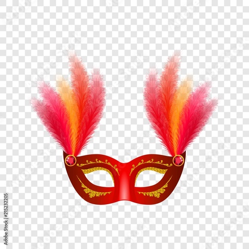 Carnival mask venetian mockup set. Realistic illustration of 4 carnival mask venetian mockups for on transparent background