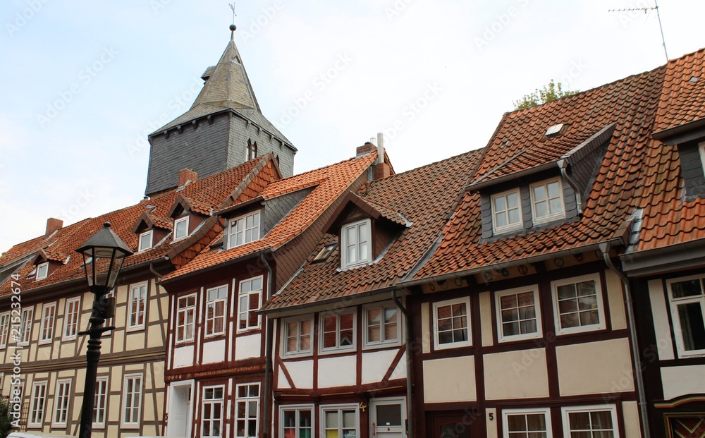 Fototapeta premium Romantische Fachwerkhäuser am Lappenberg in Hildesheim