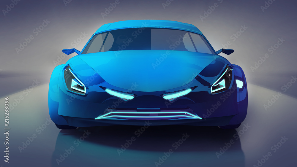 blue modern speed car front study