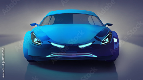 blue modern speed car front study © LeArchitecto