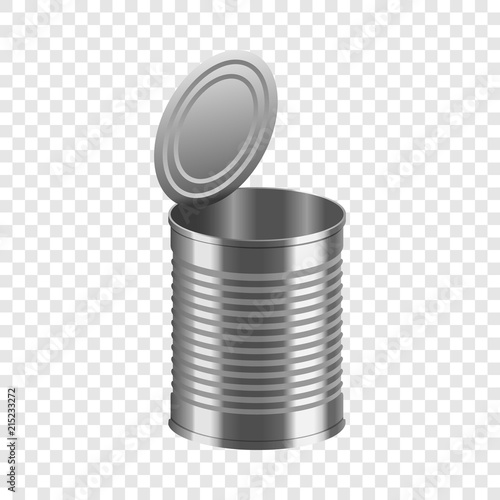 Open tincan mockup. Realistic illustration of open tincan vector mockup for on transparent background