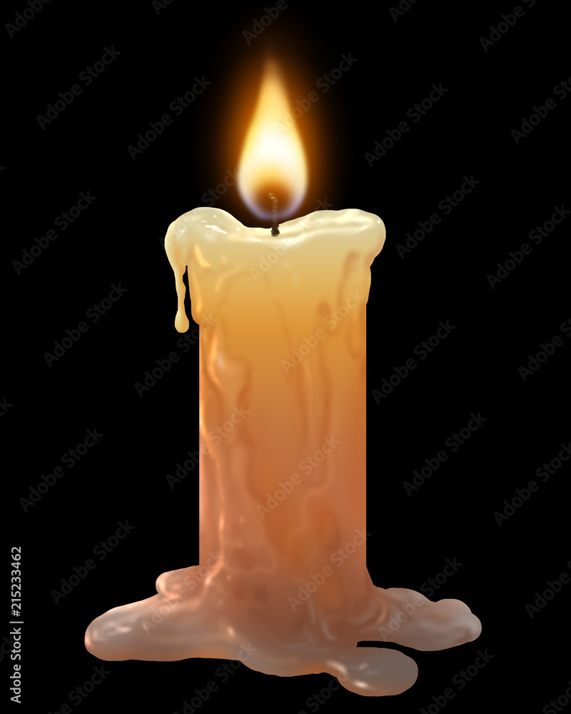 A single burning candle; cartoon style illustration Stock Illustration |  Adobe Stock
