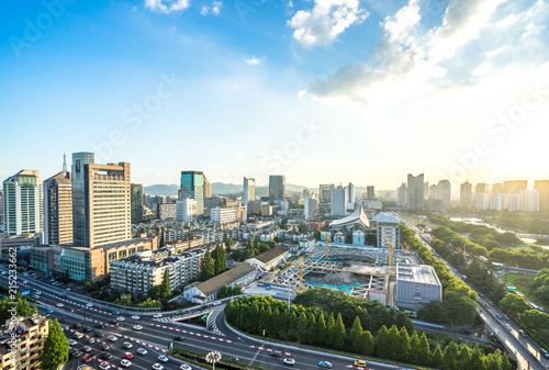 Photography city skyline in hangzhou china