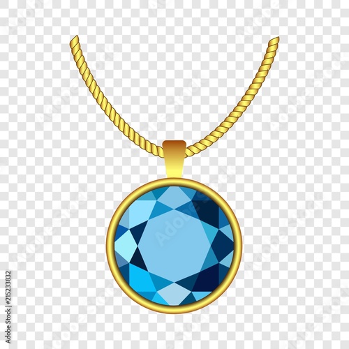 Aquamarine necklace icon. Realistic illustration of aquamarine necklace vector icon for on transparent background
