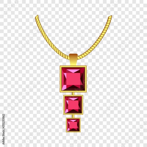 Garnet jewelry icon. Realistic illustration of garnet jewelry vector icon for on transparent background