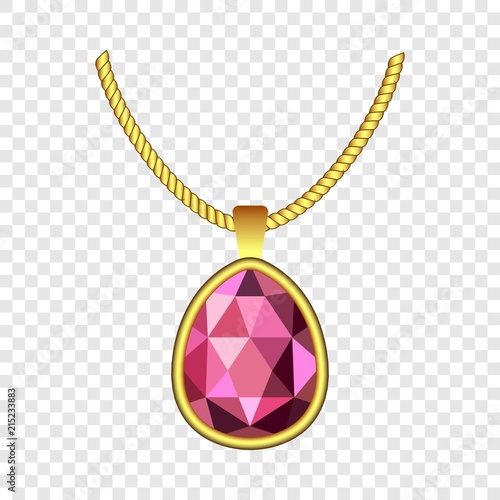 Garnet necklace jewelry icon. Realistic illustration of garnet necklace jewelry vector icon for on transparent background